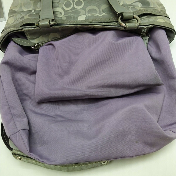 Coach Penelope Signature Gray Canvas Leather Trim Zipper Tote Shoulder Bag - Picture 10 of 13